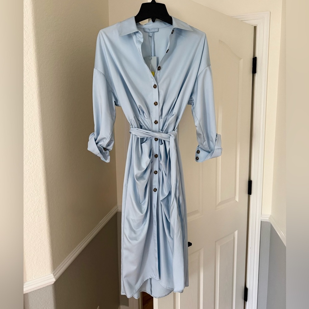 ANTONIO MELANI Light Blue Button-Down Dress